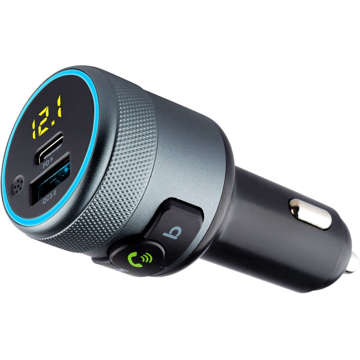 FM Bluetooth 5.1 Auto-Sender USB-Ladegerät QC3.0 USB-C Typ C Schwarz