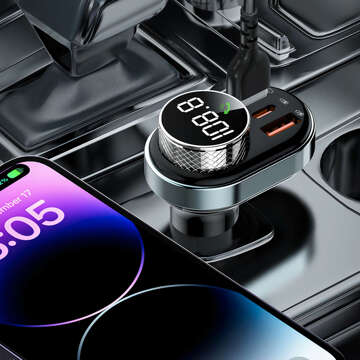 FM-Transmitter, Autoladegerät, Bluetooth 5.0, USB QC 3.0, USB-C PD, 30 W, MP3, TF-Karte, BC74, Schwarz