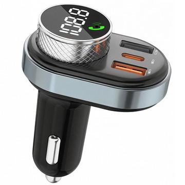 FM-Transmitter, Autoladegerät, Bluetooth 5.0, USB QC 3.0, USB-C PD, 30 W, MP3, TF-Karte, BC74, Schwarz