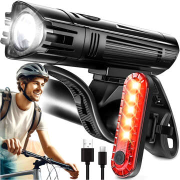 Fahrradlicht 2in1 Vorne Hinten Wasserdicht IPX4 LED Vorne Hinten USB Licht Fahrradlicht Set Alogy