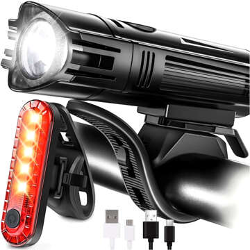 Fahrradlicht 2in1 Vorne Hinten Wasserdicht IPX4 LED Vorne Hinten USB Licht Fahrradlicht Set Alogy