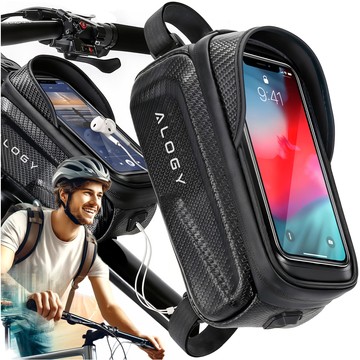 Fahrradtasche für Handy 6,7 Zoll Tasche Fahrradrahmenhalter geräumig 2l wasserdicht Schwarz Alogy