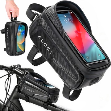 Fahrradtasche für Handy 6,7 Zoll Tasche Fahrradrahmenhalter geräumig 2l wasserdicht Schwarz Alogy