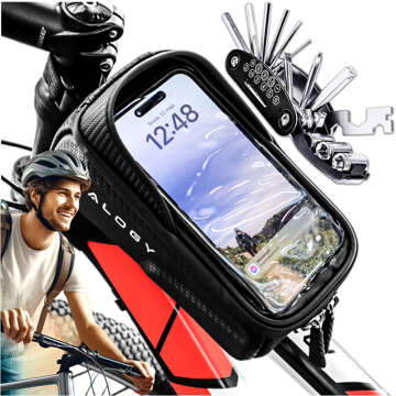 Fahrradtaschenetui für Telefon 6,7 Zoll Taschenhalter für Fahrradrahmen 2l Black Tools Multitool-Schlüssel 16in1 Alogy