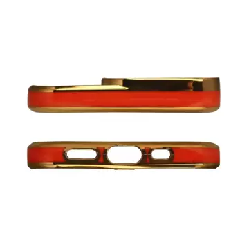 Fashion Case für iPhone 12 Pro Max Gold Frame Gel Cover Rot