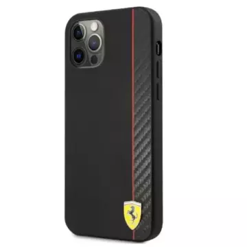 Ferrari iPhone 12 Pro Max 6.7" Handyhülle schwarz/schwarz Hardcase On Track Carbon Stripe