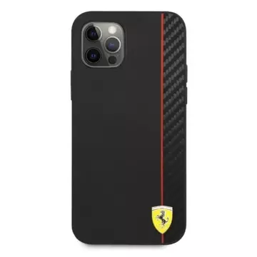 Ferrari iPhone 12 Pro Max 6.7" Handyhülle schwarz/schwarz Hardcase On Track Carbon Stripe