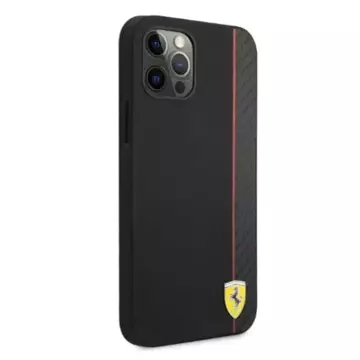 Ferrari iPhone 12 Pro Max 6.7" Handyhülle schwarz/schwarz Hardcase On Track Carbon Stripe