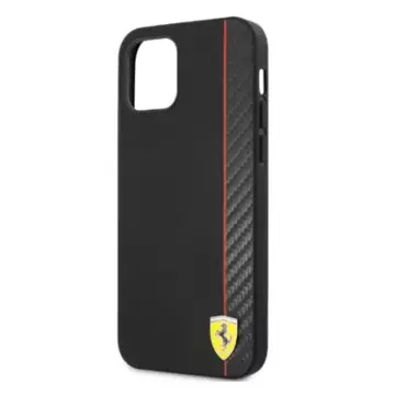 Ferrari iPhone 12 Pro Max 6.7" Handyhülle schwarz/schwarz Hardcase On Track Carbon Stripe