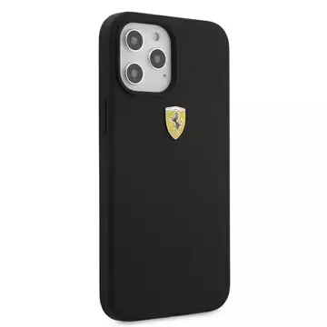 Ferrari iPhone 12 Pro Max 6.7" Hülle schwarz/schwarz Hardcase On Track Silicone