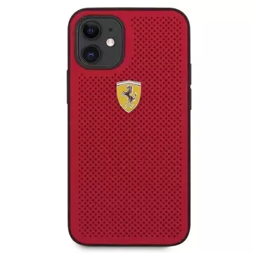 Ferrari iPhone 12 mini 5.4" Hülle rot/rot Hardcase On Track Perforated