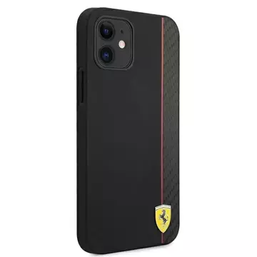 Ferrari iPhone 12 mini 5.4" Hülle schwarz/schwarz Hardcase On Track Carbon Stripe