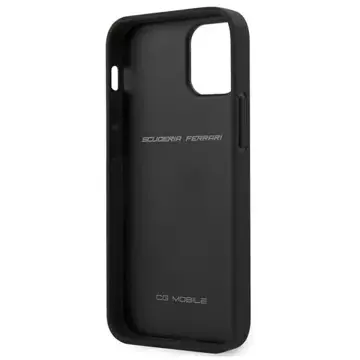 Ferrari iPhone 12 mini 5.4" Hülle schwarz/schwarz Hardcase On Track PU Carbon