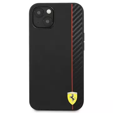 Ferrari iPhone 13 mini 5.4" Handyhülle schwarz/schwarz Hardcase On Track Carbon Stripe