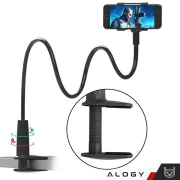 Flexibler Telefonhalter, Tablet 7" Alogy Flexibler Arm für Schreibtisch, flexibler Arm schwarz