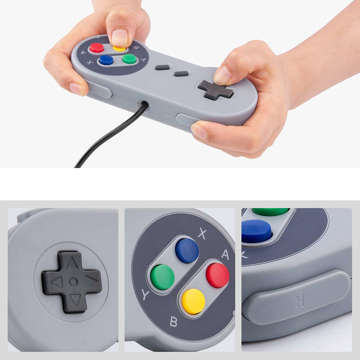 Gamepad Retro Alogy Controller Kabelgebundenes 1,4 m USB-Kabel für PC-Konsole Grau