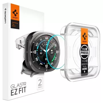 Gehärtetes Glas Spigen Glas.Tr „EZ-FIT“ 2er-Pack für Samsung Galaxy Watch Ultra (47 mm) Klar