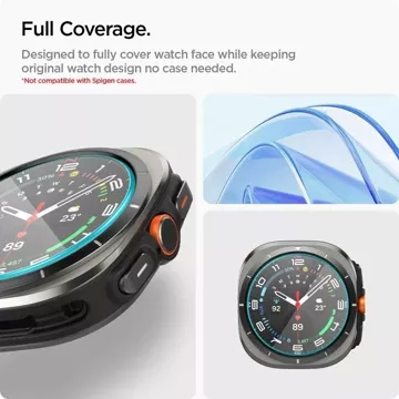 Gehärtetes Glas Spigen Glas.Tr „EZ-FIT“ 2er-Pack für Samsung Galaxy Watch Ultra (47 mm) Klar