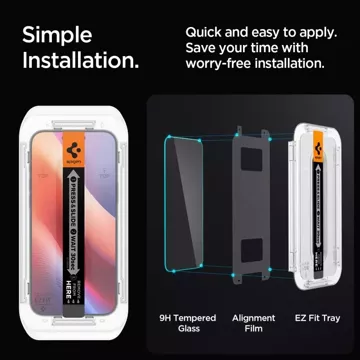 Gehärtetes Glas Spigen Glas.Tr „Ez Fit“ 2er-Pack für iPhone 16 Pro Max