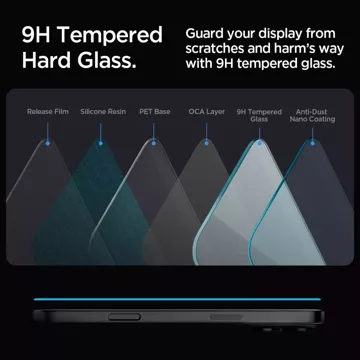 Gehärtetes Glas Spigen Glas.Tr „Ez Fit“ 2er-Pack für iPhone 16 Pro Max