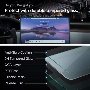 Gehärtetes Glas Spigen Glas.tr "EZ FIT" Tesla Model X 2022 / Model S 2021 schwarz