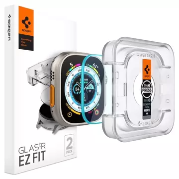 Gehärtetes Glas Spigen Glas.tr "ez Fit" 2er-Pack Apple Watch Ultra (49 mm) Klar