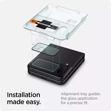 Gehärtetes Glas Spigen Glass FC "EZ FIT" Rahmenfolie 2er-Pack für Samsung Galaxy Z Flip 4 Schwarz