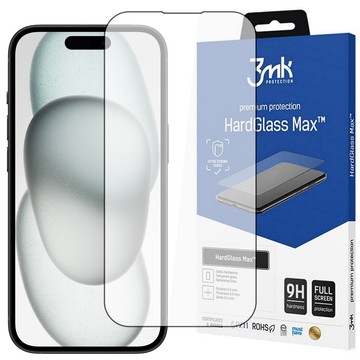 Gehärtetes Glas für Apple iPhone 15 3mk HardGlass Max Displayschutzfolie Schwarz