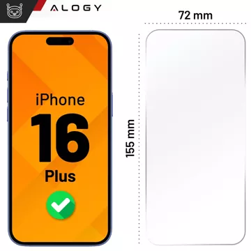 Gehärtetes Glas für Apple iPhone 16 Plus Displayschutzfolie 9H Alogy Heavy Pro™️