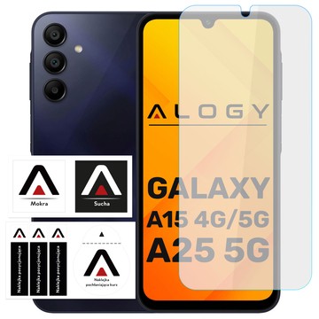 Gehärtetes Glas für Samsung Galaxy A25 5G / A15 4G / 5G Displayschutzglas 9H Alogy Pro