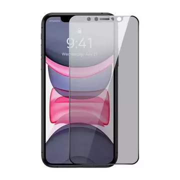 Gehärtetes Glas mit 0,3 mm Baseus Blickschutzfilter für iPhone 11/XR