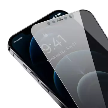 Gehärtetes Glas mit 0,3 mm Baseus Blickschutzfilter für iPhone 12 Pro Max