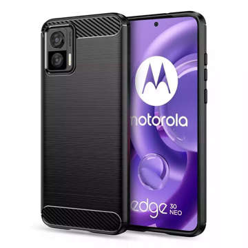 Gepanzerte Schutzhülle TPU Carbon Case Gehäuse für Motorola Edge 30 Neo Black Glass Hofi