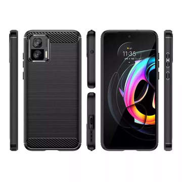 Gepanzerte Schutzhülle TPU Carbon Case Gehäuse für Motorola Edge 30 Neo Black Glass Hofi