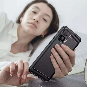 Gepanzerte Schutzhülle TPU Carbon Case Gehäuse für Motorola Edge 30 Neo Black Glass Hofi