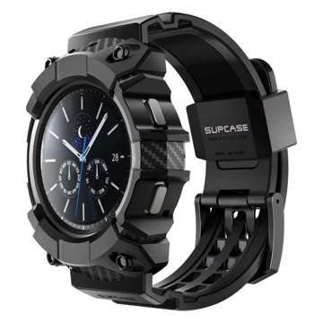 Gepanzertes Gehäuse mit Supcase-Armband für Samsung Galaxy Watch 4 44mm Schwarz