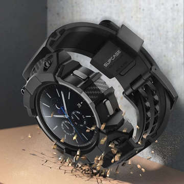 Gepanzertes Gehäuse mit Supcase-Armband für Samsung Galaxy Watch 4 44mm Schwarz