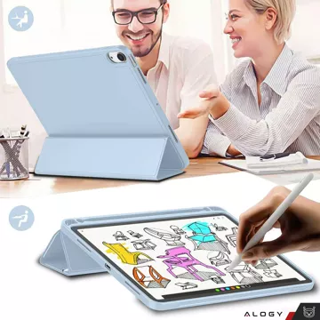 Glashülle für Apple iPad 10. Generation. 10,9" 2022 Tablet-Hülle Alogy Smart Case Bleistifthalter Blau