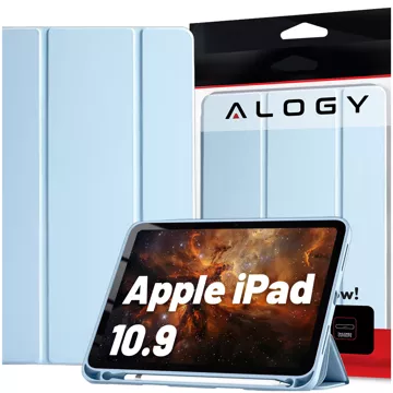 Glashülle für Apple iPad 10. Generation. 10,9" 2022 Tablet-Hülle Alogy Smart Case Bleistifthalter Blau