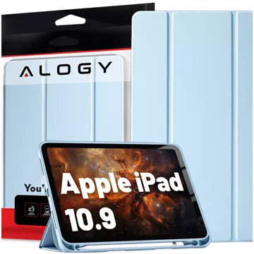 Glashülle für Apple iPad 10. Generation. 10,9" 2022 Tablet-Hülle Alogy Smart Case Bleistifthalter Blau