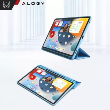 Glashülle für Apple iPad 10. Generation. 10,9" 2022 Tablet-Hülle Alogy Smart Case Bleistifthalter Blau