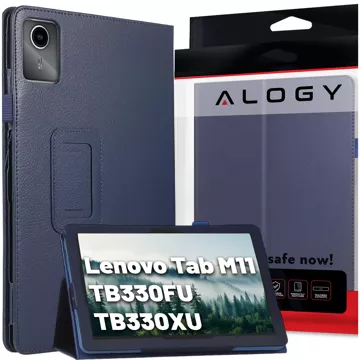 Glashülle für Lenovo Tab M11 10,95 Zoll TB330FU/TB330XU/TB331FC Stand-Cover-Abdeckung mit Flip für Tablet-Hülle Alogy, Marineblau, Stylus-frei