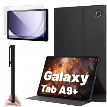 Glashülle für Samsung Galaxy Tab A9 Plus 2023 11" (X210/X215/X216) Tablet-Abdeckung Hülle Alogy Stand Schwarz