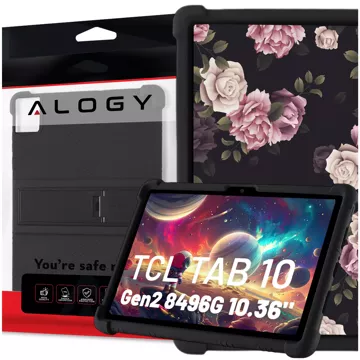 Glashülle für TCL TAB 10 Gen2 8496G 10,36 Zoll 10,4 Tablet-Hülle, Silikon, Alogy Standhülle, Schwarz, Stylus gratis