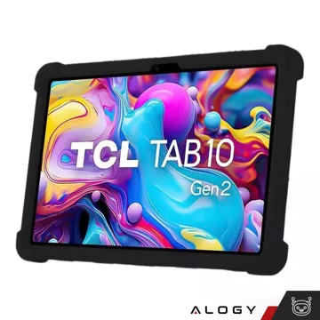 Glashülle für TCL TAB 10 Gen2 8496G 10,36 Zoll 10,4 Tablet-Hülle, Silikon, Alogy Standhülle, Schwarz, Stylus gratis