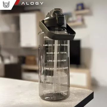 Große Glasflasche Wasserflasche Trinkgetränke Alogy Motivational Messbecher 1l 1000ml Silikonhülle Olive