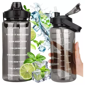 Große Glasflasche Wasserflasche Trinkgetränke Alogy Motivational Messbecher 1l 1000ml Silikonhülle Olive