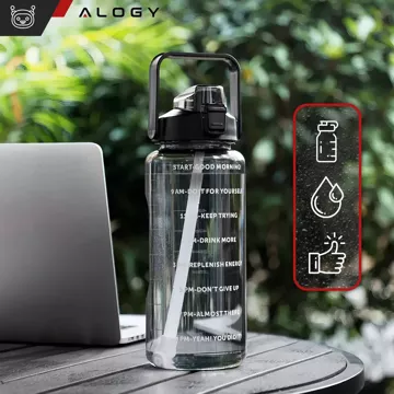 Große Glasflasche Wasserflasche Trinkgetränke Alogy Motivational Messbecher 1l 1000ml Silikonhülle Olive