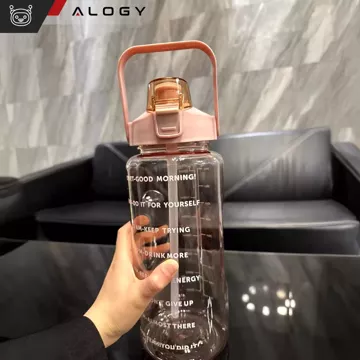 Große Glasflasche Wasserflasche Trinkgetränke Alogy Motivational Messbecher 1l 1000ml Silikonhülle Olive