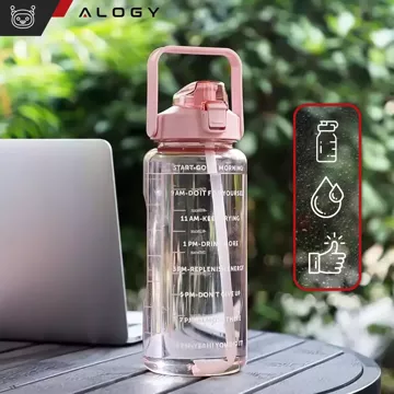 Große Glasflasche Wasserflasche Trinkgetränke Alogy Motivational Messbecher 1l 1000ml Silikonhülle Olive